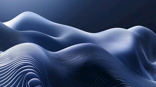 蓝色波浪状抽象艺术景观