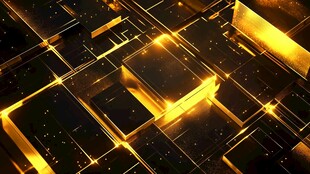 金色科技方块抽象背景图