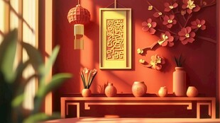 中式古风室内装饰一角