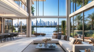 现代奢华江景客厅风光