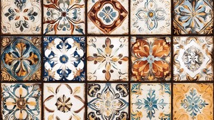 复古花纹瓷砖图案展示