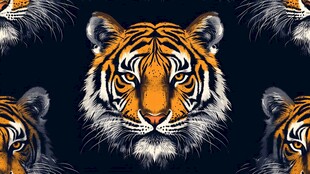 老虎头像无缝图案设计