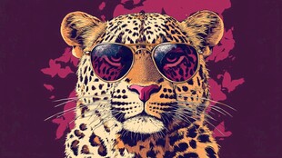 时尚豹纹墨镜豹的插画