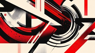 红黑几何抽象动感艺术图案