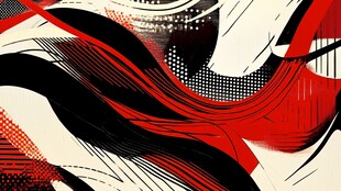 红黑动感抽象线条艺术图