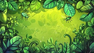 绿色丛林中的昆虫与植物