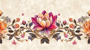 中式花卉边框图案设计