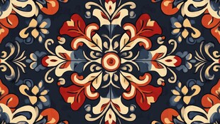 复古民族风几何花卉图案