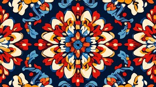 绚丽多彩民族风花卉图案