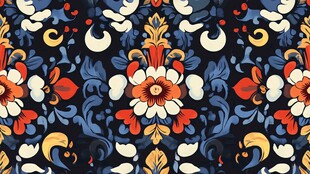 复古花卉图案 绚丽民族风