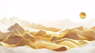 金色山川与落日美景