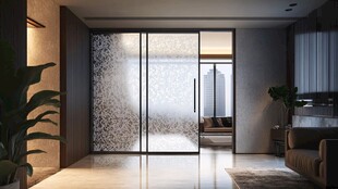 现代简约风格客厅玻璃隔断