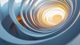 蓝色螺旋隧道光影奇观