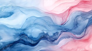 梦幻蓝粉交融流体艺术图