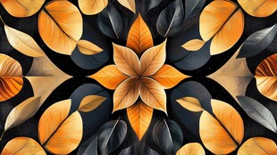 秋季树叶几何图案艺术画