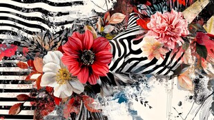 花卉斑马纹艺术图案