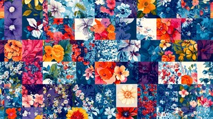 缤纷花卉拼接图案