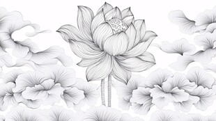 水墨荷花素雅插画背景图