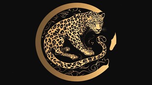 金色猎豹圆形艺术图案