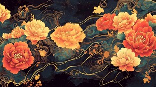 国色牡丹古风祥瑞图案