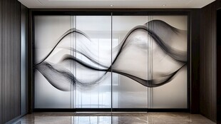 现代简约风黑白线条艺术墙