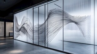 现代艺术玻璃墙抽象图案