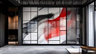 现代风艺术玻璃隔断空间