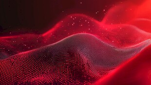 红色科技感粒子波浪背景