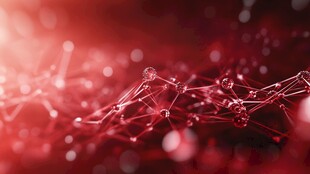 红色科技感分子结构画面