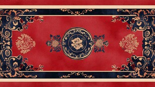 中式古典花纹红色地毯图案