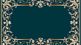 复古金花纹深绿边框背景