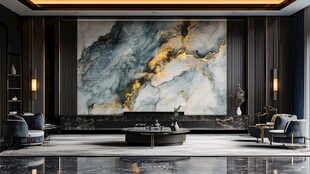 奢华现代客厅大理石壁画装饰