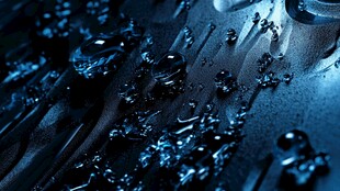 蓝色水滴特写纹理画面