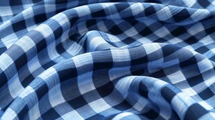 蓝白格纹布料纹理特写
