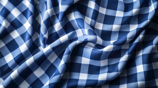 蓝白格纹布料纹理特写