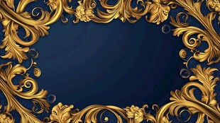 奢华金色花纹深蓝色背景