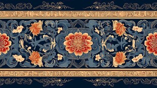 中式古典花卉纹样图案