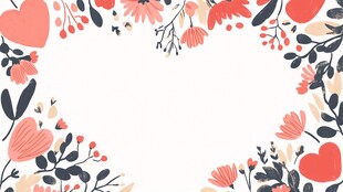 浪漫花卉爱心边框图案