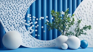 蓝白简约风静物装饰摆件