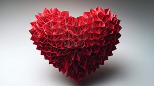 立体红折纸爱心艺术造型