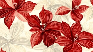 红色花卉图案背景设计
