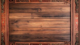 中式木雕边框的木质背景