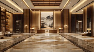 豪华中式风格酒店大堂空间