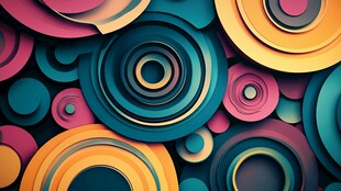 多彩立体圆环抽象艺术背景