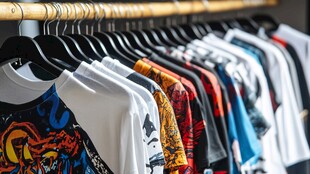 多彩T恤整齐挂架展示