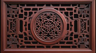 中式雕花木质窗棂