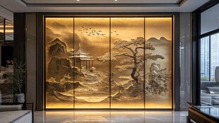 中式山水屏风 尽显典雅韵味