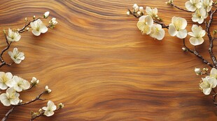 木质背景上的素雅花枝