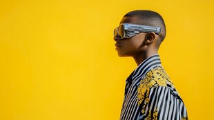 时尚少年佩戴护目镜的风采