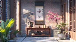 中式庭院一角的雅致景致